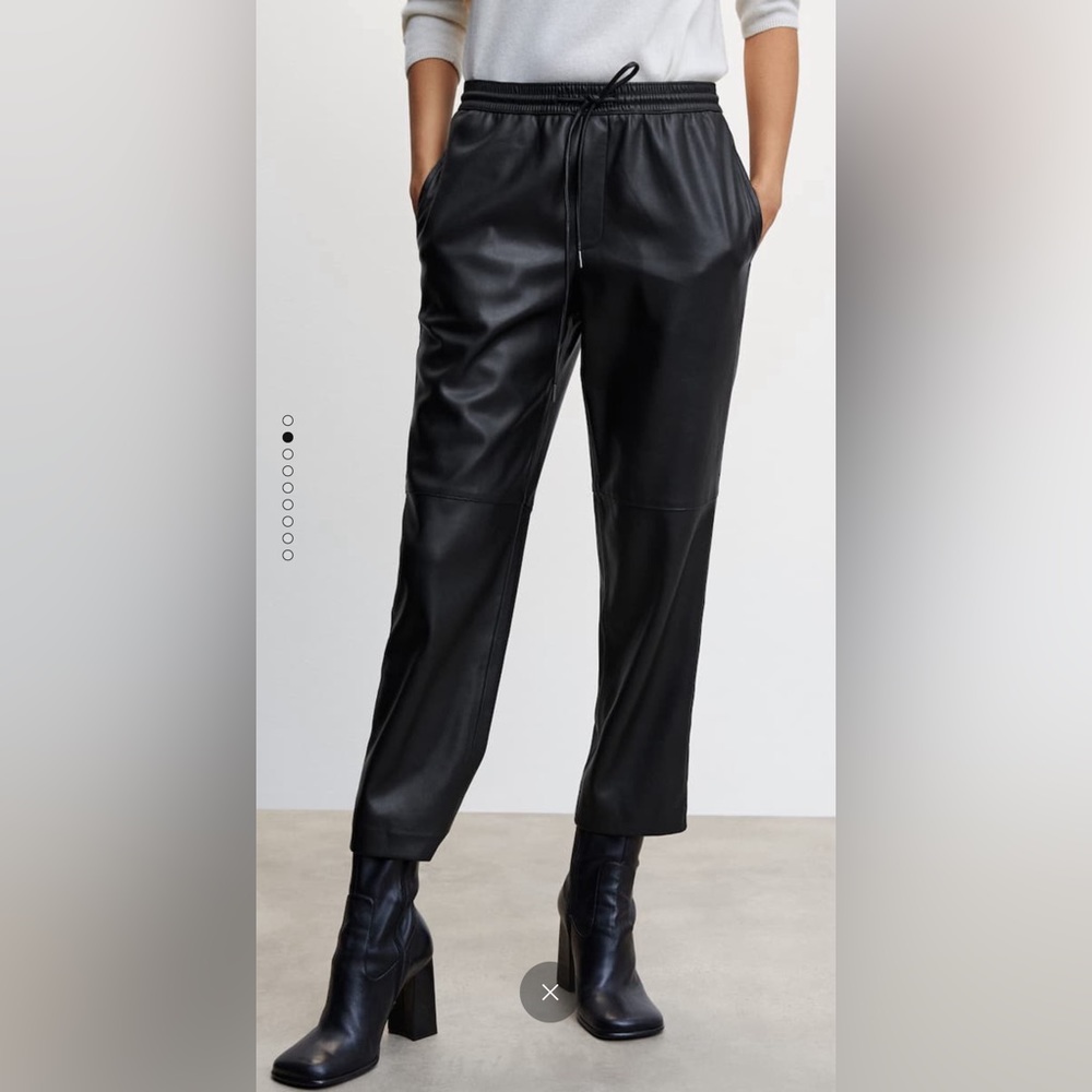 Mango Faux leather pants in black